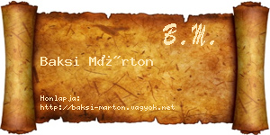 Baksi Márton névjegykártya